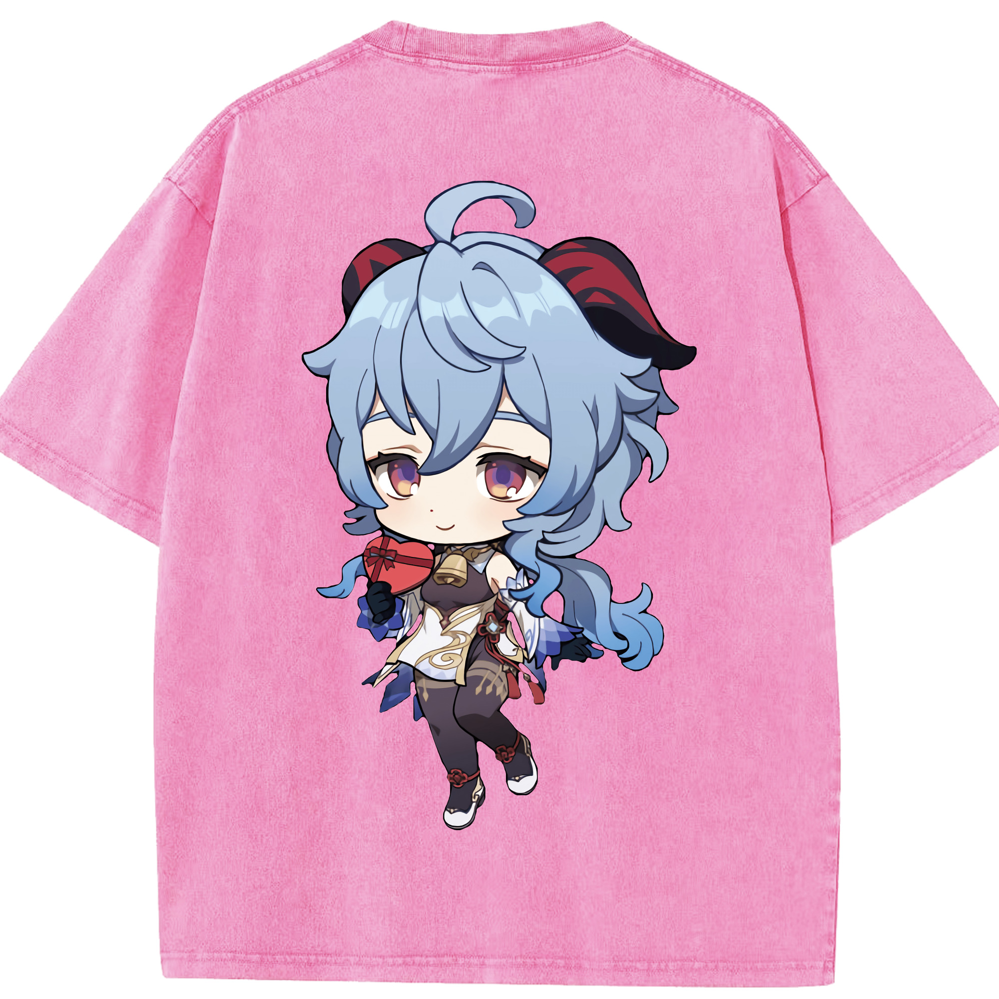 げんし神 甘雨 かんう genshin Ganyu 綿100% ヴィンテージ風 半袖Tシャツ（背面プリント）